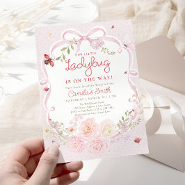 Ladybug Floral Girl Baby Shower Invitation 招待状