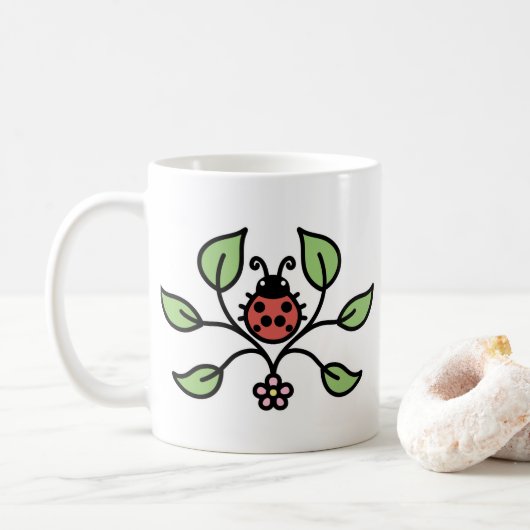 Ladybug Floral Mug コーヒーマグカップ (ドーナツ)
