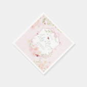 LadyBug Floral Pink Bow Baby Shower Napkins スタンダードカクテルナプキン (角)