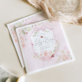 LadyBug Floral Pink Bow Baby Shower Napkins スタンダードカクテルナプキン