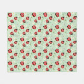 Ladybug Flower Pattern フリースブランケット (正面(横))