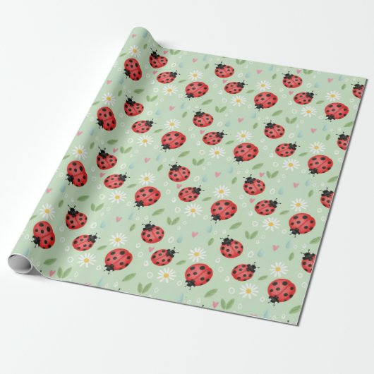 Ladybug Flower Pattern ラッピングペーパー (アンロールド)