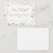 Ladybug Garden Floral Baby Shower Diaper Raffle エンクロージャーカード (正面/裏面)