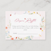 Ladybug Garden Floral Baby Shower Diaper Raffle エンクロージャーカード (正面)