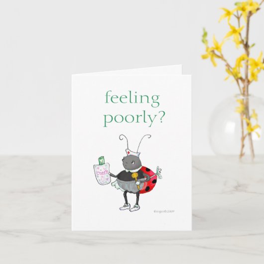 Ladybug Get Well Card カード (黄色い花)
