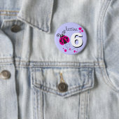 Ladybug girls 6th birthday name pink purple button 缶バッジ (インサイチュ)