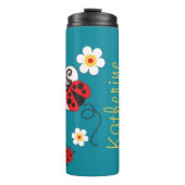 Ladybug girls name red white yellow on aqua タンブラー (正面)