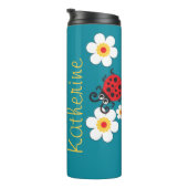 Ladybug girls name red white yellow on aqua タンブラー (回転右)