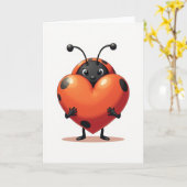 Ladybug Heart Love Card カード (黄色い花)