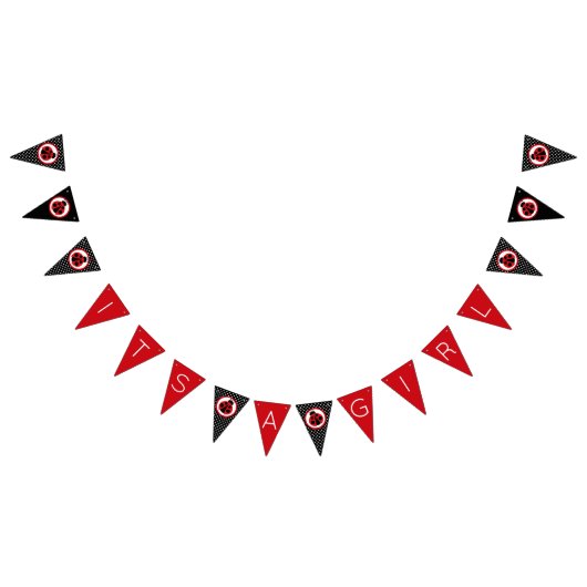 Ladybug It's A Girl Baby Shower Flag Banner バンティングフラッグ (全)