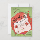 Ladybug Kisses Whimsical Face Baby Shower サンキューカード (正面)