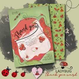 Ladybug Kisses Whimsical Face Baby Shower サンキューカード