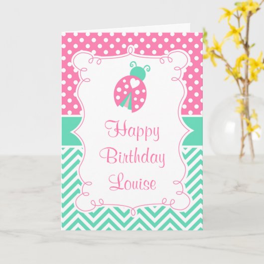 Ladybug Ladybird Birthday Party  カード (黄色い花)