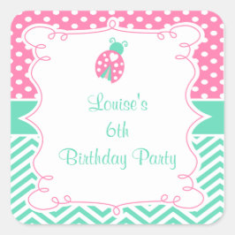 Ladybug Ladybird Birthday Party スクエアシール