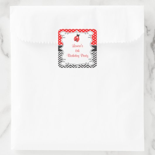 Ladybug Ladybird Birthday Party スクエアシール (バッグ)