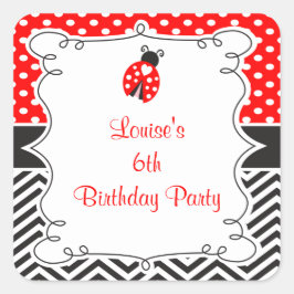 Ladybug Ladybird Birthday Party スクエアシール