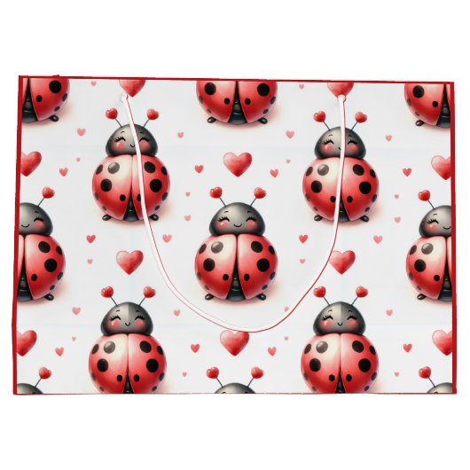 Ladybug Love (personalized) ラージペーパーバッグ (裏面)