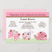 Ladybug Lullaby/Butterfly Baby Shower招待状 招待状 (正面/裏面)