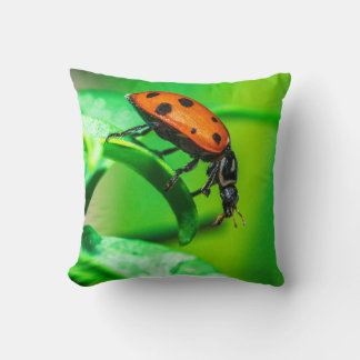 Ladybug Macro Throw Pillow Nature-Inspired Decor クッション
