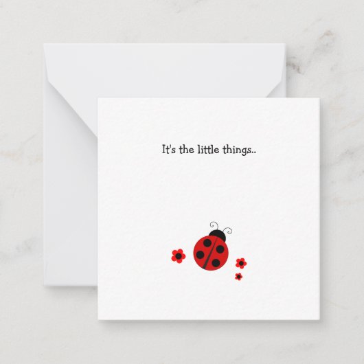 Ladybug Mini Thank You Flat Note Card ノートカード (正面)