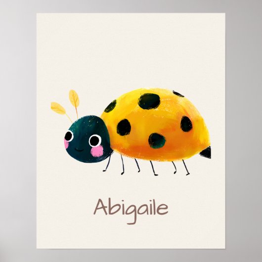 Ladybug Nursery Name Wall Art Print ポスター (正面)