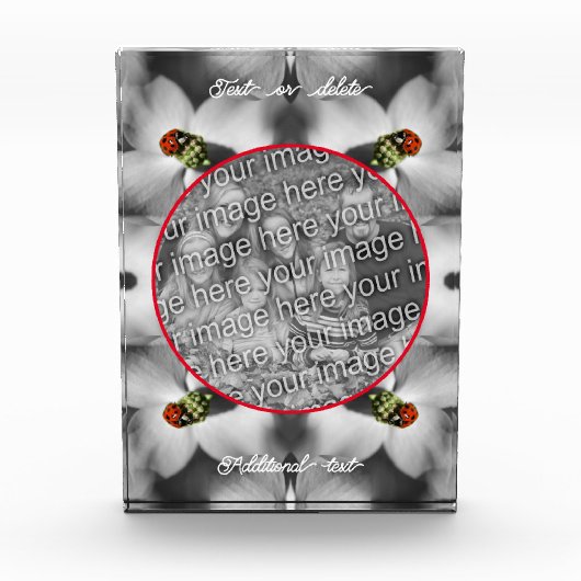 Ladybug On Dogwoodパーソナライズされた Add Your フォトブロック (正面)