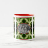 Ladybug On Dogwood Flower Frameあなたの写真を追加 ツートーンマグカップ (中央)