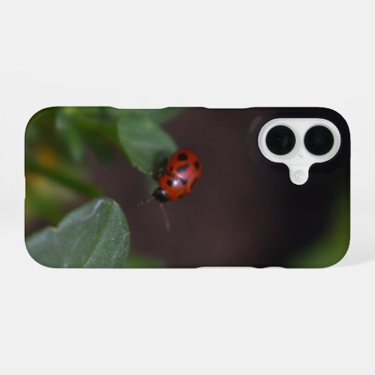 Ladybug on Flowers iPhone 16ケース (裏面横)