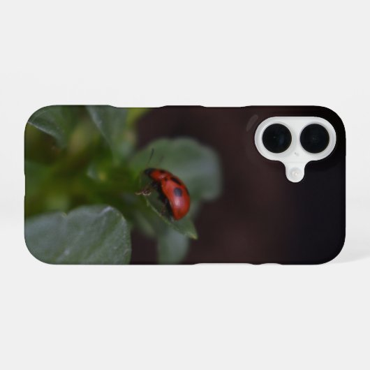 Ladybug on Flowers iPhone 16ケース (裏面横)
