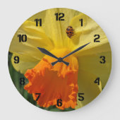 Ladybug on Yellow Daffodilフローラ ラージ壁時計 (正面)