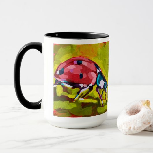 Ladybug Painting - Gift for Insect Lovers マグカップ (ドーナツ付き)