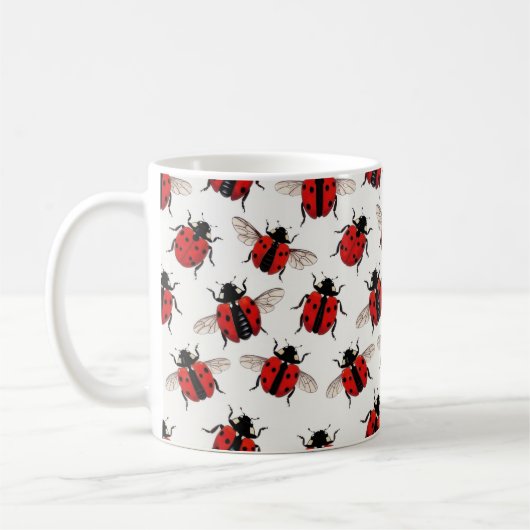 Ladybug Pattern コーヒーマグカップ (左)