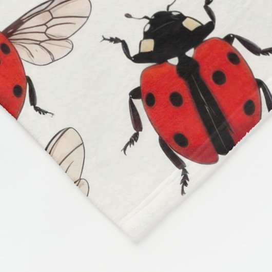 Ladybug Pattern フリースブランケット (角)