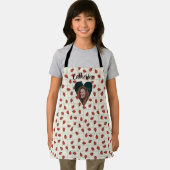 Ladybug Pattern Custom Photo & Name on Cream White エプロン (インサイチュ)