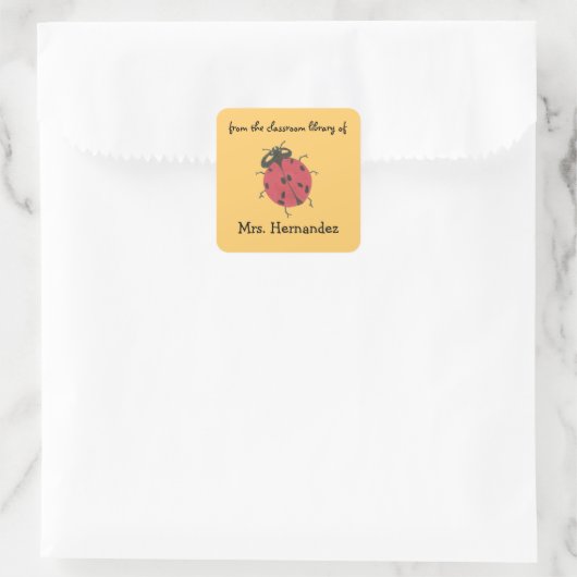 Ladybug personalized teacher gift bookplate スクエアシール (バッグ)