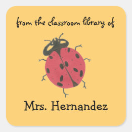 Ladybug personalized teacher gift bookplate スクエアシール
