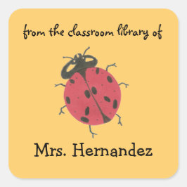 Ladybug personalized teacher gift bookplate スクエアシール