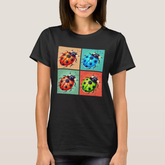Ladybug Pop Illustration Colorful Animal Women Tシャツ (正面)
