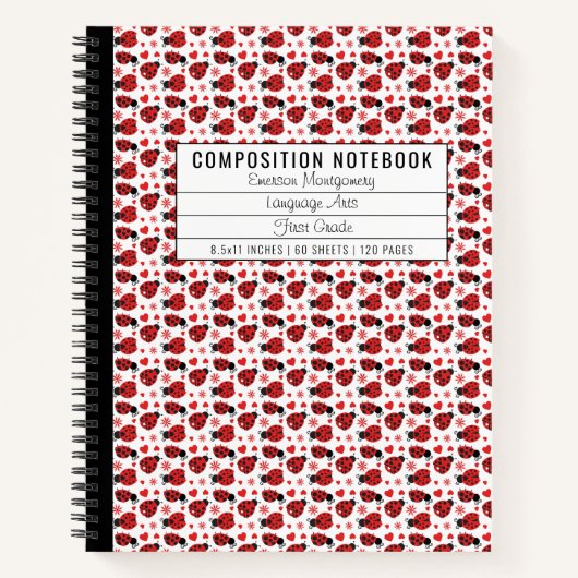 Ladybug Primary Composition Notebook Story Journal ノートブック (正面)