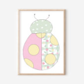 Ladybug Quilt Style Art Print on White Background ポスター