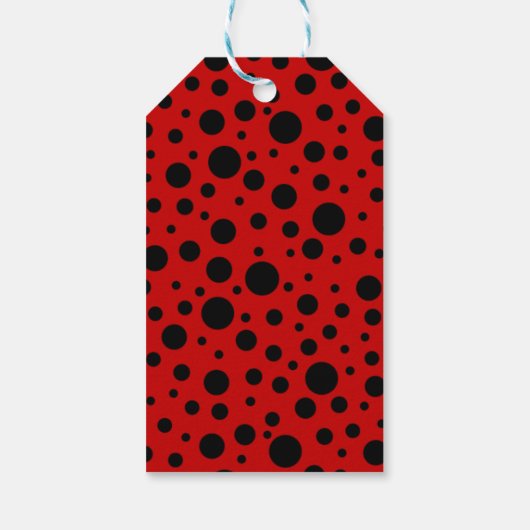 Ladybug Red Black Frame水玉模様ありがとう ギフトタグ (裏面)