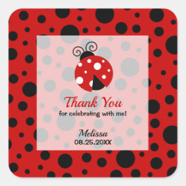 Ladybug Red Black Frame水玉模様ありがとう スクエアシール