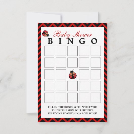 Ladybug Red Chevron Baby Shawer Bingo Cards(Ladybu 招待状 (正面)