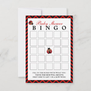 Ladybug Red Chevron Baby Shawer Bingo Cards(Ladybu 招待状