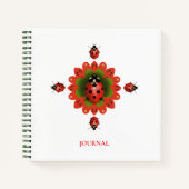 Ladybug Red + Green + White Journal 8.5" X 8'5" ノートブック (正面)