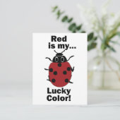 Ladybug Red Is My Lucky Color Funny Insect ポストカード (スタンド正面)