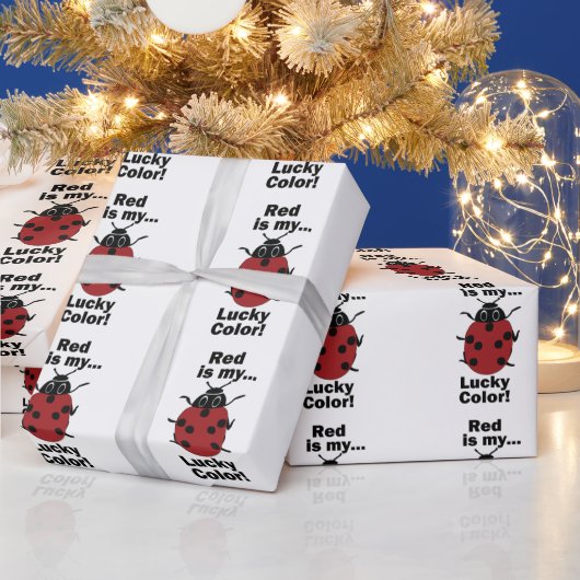 Ladybug Red Is My Lucky Color Funny Insect ラッピングペーパー (クリスマス)