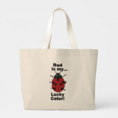 Ladybug Red Is My Lucky Color Funny Insect ラージトートバッグ (裏面)