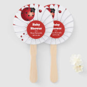 Ladybug Red White Black Baby Shower Set of Fans ハンドファン (正面&裏面)