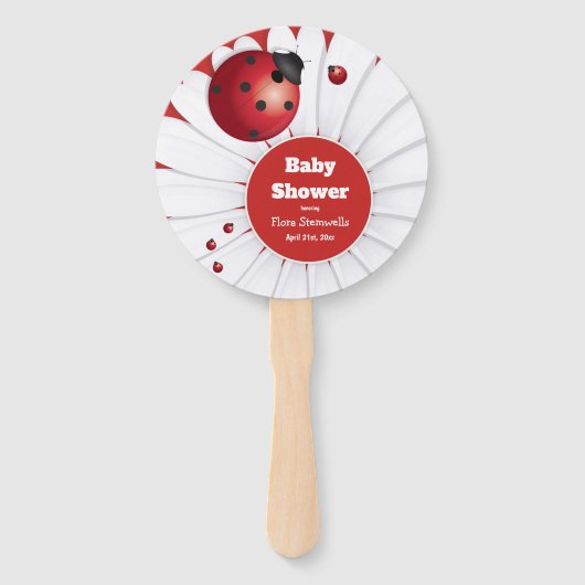 Ladybug Red White Black Baby Shower Set of Fans ハンドファン (正面)